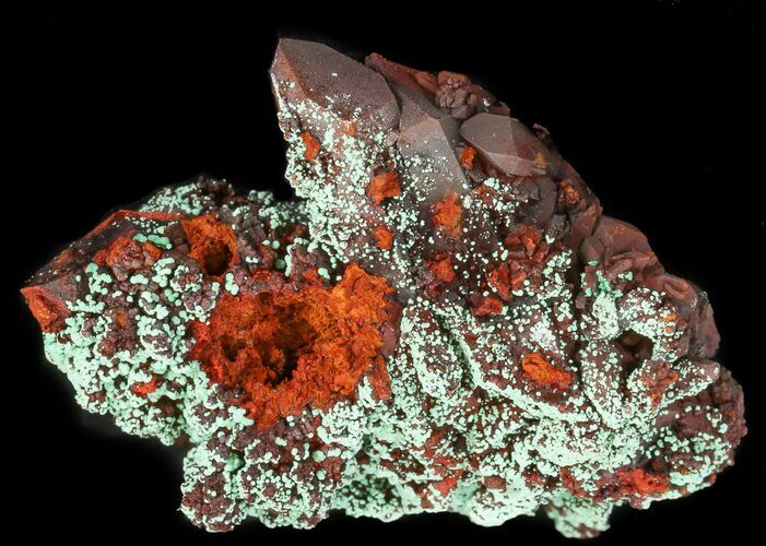 Malachite and Limonite Coated Quartz Cluster - Morocco #43813